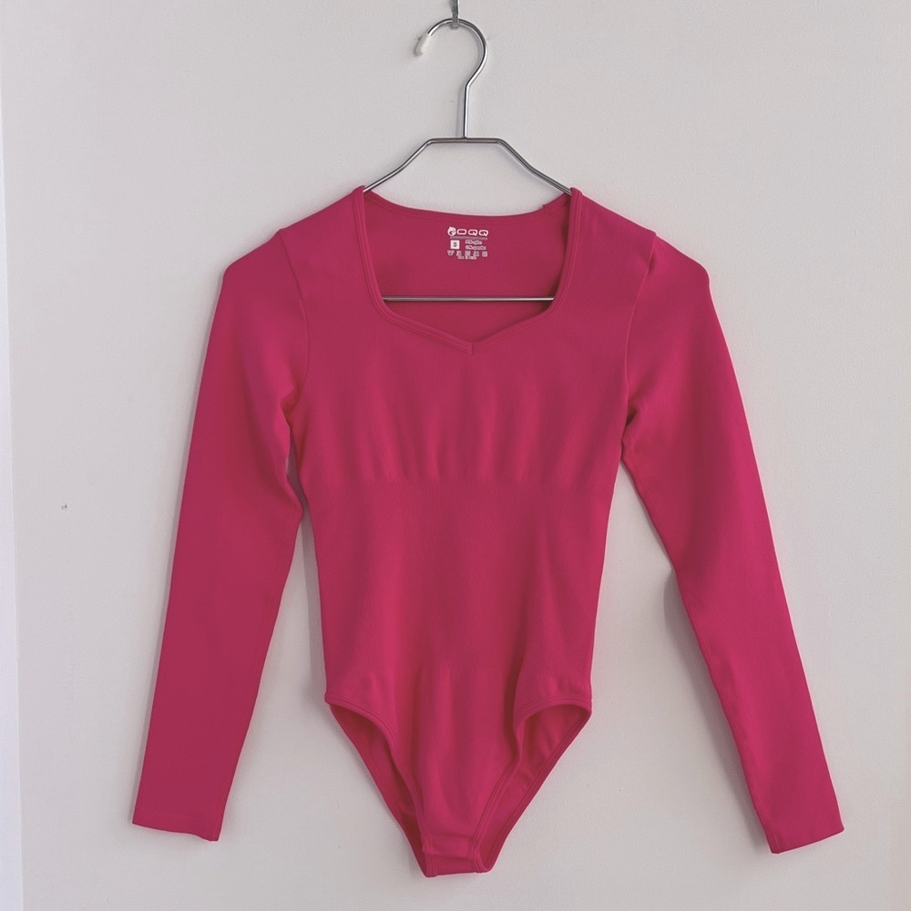 QQQ Women's Pink Long Sleeve Bodysuit